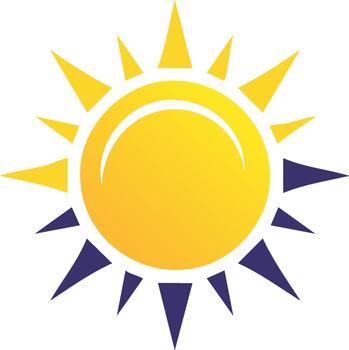 Stylized Sun Illustration with Gradient Glow and Abstract Rays in Contrasting Colors vector