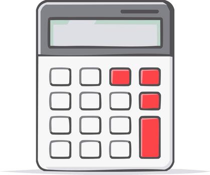 sencillo calculadora con monitor y rojo botones para contando y cálculos vector