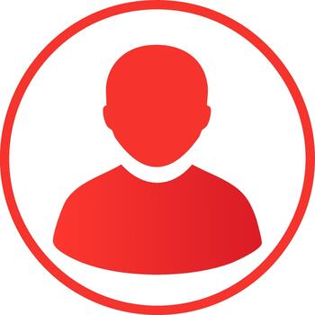 Red Person Icon in Circle Minimalist User Avatar Profile Symbol Design vector