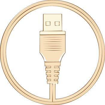 estilizado representación de un ligero marrón USB conector dentro un bronceado circulo para tecnología y comunicación conceptos vector