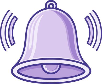Ringing bell icon with sound waves alerting notification call graphic design vector