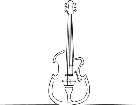 Elegant One Line Drawing of Upright Bass, Musical Instrument, Stringed Instrument, Simple Design vector