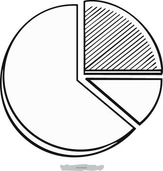 Hand-Drawn Pie Chart with a Striped Section Displaying Numerical Data vector