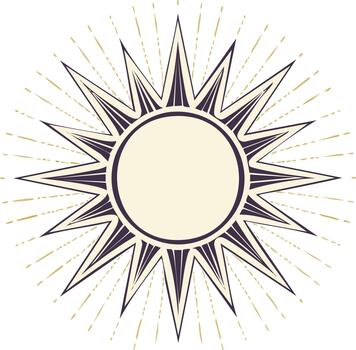 Geometric Starburst Shape with Golden Rays Elegant Sun Symbol Graphic Design Element vector