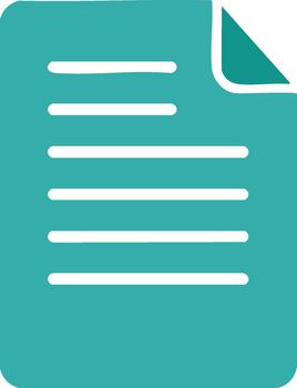 Document icon with text lines and corner folded, depicting files and information, in a minimal style vector