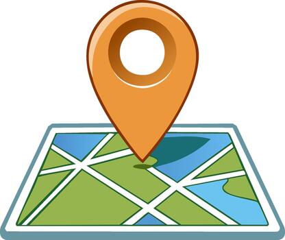 vistoso mapa con naranja ubicación puntero calificación destino hallazgo ruta vector