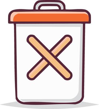 Deleted data concept illustration featuring waste container marked with an X shape vector