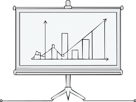 A presentation screen with a graph on it vector