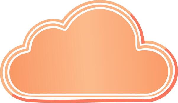 Gradient Peach Cloud Shape with White Outline on White Background vector