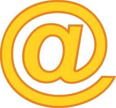 Golden at symbol graphic. Communication element for email address and social media interaction, modern design vector