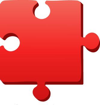 soltero brillante rojo rompecabezas pedazo aislado, simbólico solución y trabajo en equipo concepto con uno cuadrado rompecabezas, conectando elementos vector