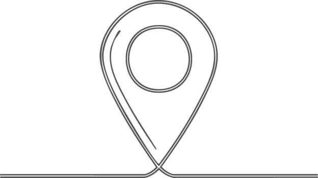 Continuous Line Drawing of Location Pin on a Line, Map Point Design vector