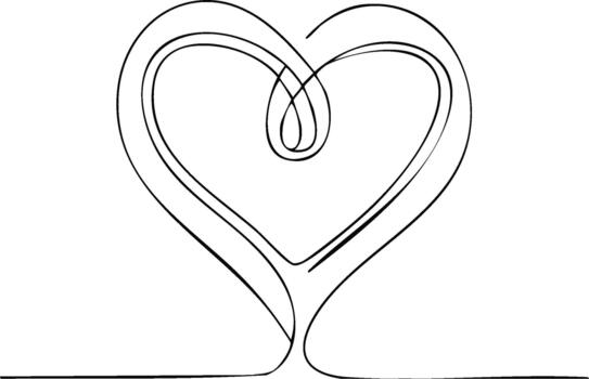 Elegant Heart Shape in Continuous Line Art Drawing Style Representing Love and Affection vector