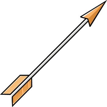 Illustration of a Single Arrow with Fletching and Pointed Tip on White Background vector