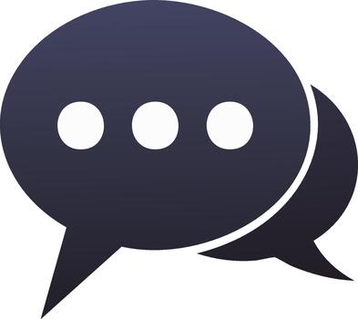 Two speech bubbles indicating communication and messaging, with dots in the main bubble to suggest a thought process vector