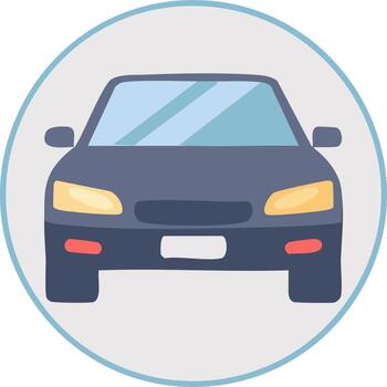 Dark Car Facing Front Set in Circle Icon Simple Design Transport Vehicle Design Automotive Auto Mobile Image vector