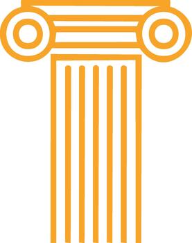 minimalista dorado griego iónico columna icono antiguo arquitectura elemento vector