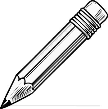 Hand drawn style pencil with eraser creating line illustration stationery writing tool art work icon object vector