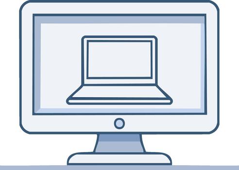 Desktop Computer Displaying Laptop Computer Icon Digital Device Technology Line Art vector
