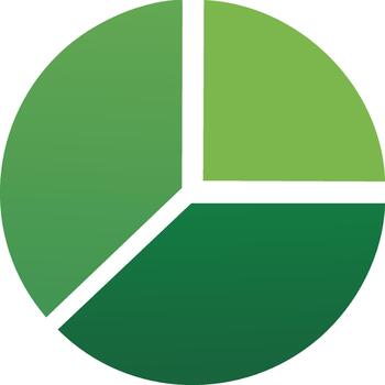 Green Pie Chart Showing Divided Sections, Business Data Visualization vector
