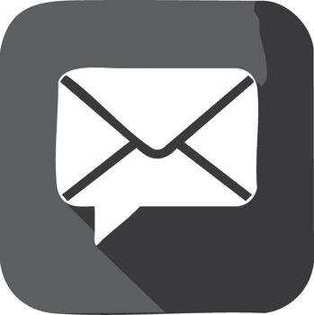 Gray Square Icon Featuring Email and Speech Bubble Sign for Messages or Notifications vector
