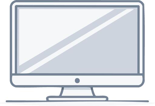 Minimalist Desktop Computer Illustration Simple Line Art Flat Screen Display Device vector