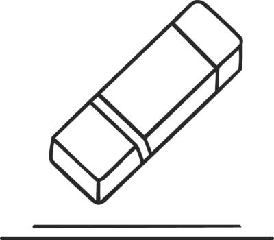 Illustration of an eraser removing drawn lines showing the concept of making corrections in a work process vector