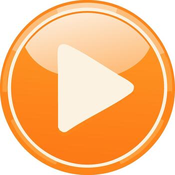 Orange Play Button Icon Round Navigation Interface Media Player Start vector
