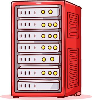 dibujos animados estilo ilustración de un datos centrar servidor, computadora almacenamiento sistema, y red infraestructura para eso negocio vector