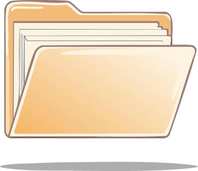 Open Cartoon File Folder With Documents and Shadow on White Background vector