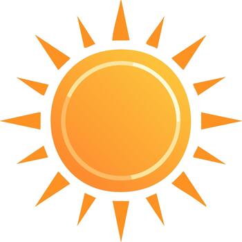 Radiant Sun Symbol with Sharp Rays, Orange Gradient Graphic Element on White Backdrop vector