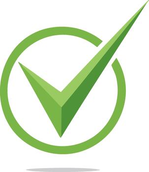 verde cheque marca en un circulo representando aprobación confirmación o validación para tarea terminación vector