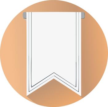 White Banner with Black Border on Peach Circle Background Featuring Mockup Template Isolated vector