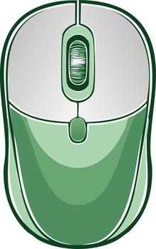 verde inalámbrico computadora ratón ilustración señalando dispositivo escritorio periférico vector