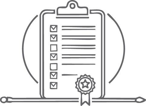 monocromo portapapeles con marcas de verificación y premio Insignia icono negocio éxito verificación calidad controlar documento lista vector