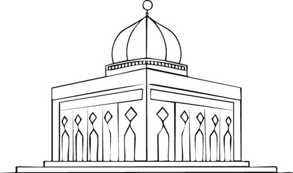 mezquita edificio contorno aislado arquitectónico estructura en blanco vector