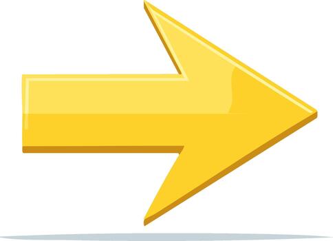 brillante amarillo flecha símbolo señalando Derecha para navegación o direccional señalización vector