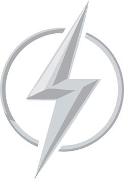 Lightning Bolt within a Circle Symbolizing Speed and Power in a Metallic Silver Finish Energy Illustration vector