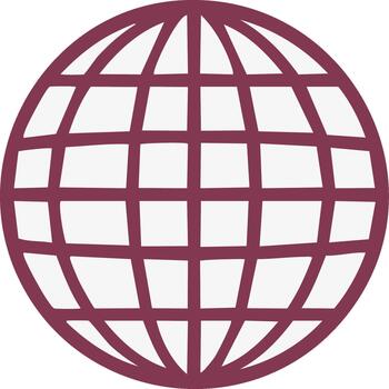 Illustration of globe with grid lines, planet earth graphical depiction, global navigation element, world map concept vector