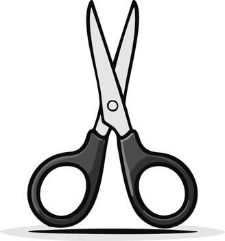 Illustration of Open Scissors with Black Handles for Arts, Crafts, and Cutting Projects vector