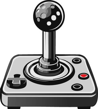 Retro joystick controller for arcade games on white background vector