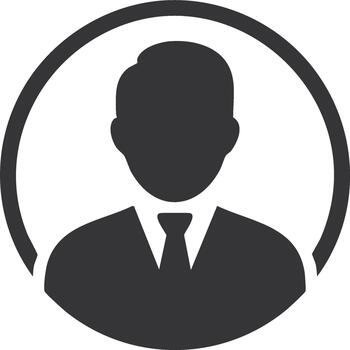 Silhouette of a Man in Suit Inside Circle Simple Business Avatar Design Icon Profile vector