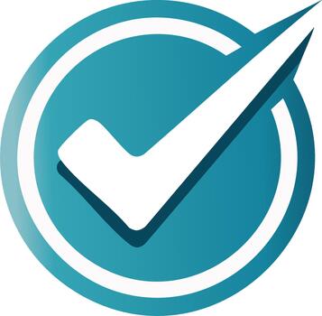 White Checkmark in Teal Circle - Symbol of Approval, Validation, Verification, Confirmation, Tick Mark Design Element for UI and Web vector