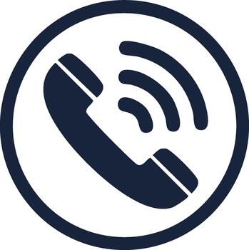 teléfono auricular icono dentro un anillo con teléfono llamada conexión olas vector