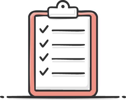 Checklist with Check Marks on a Clipboard, Isolated on White, List of Tasks, To Do List, Isolated Icon vector