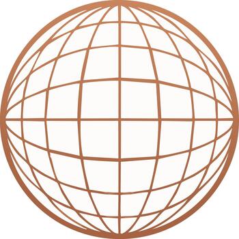 minimalista mundo globo icono cobre estructura metálica tierra modelo esférico cuadrícula estructura vector