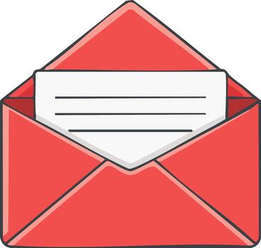 abierto rojo sobre con un letra dentro ilustración para comunicación y mensajes vector