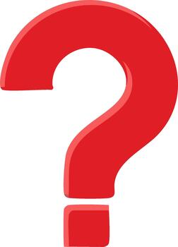 Question mark icon. Red punctuation symbol for doubt, inquiry, problem, quizzing, and asking vector