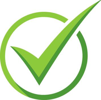Green Check Mark in Circle Symbolizing Approval, Validation, or Task Completion, Sign of Correctness vector
