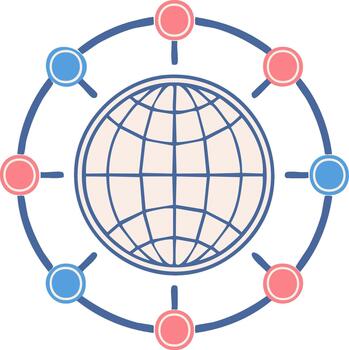 global red conexiones globo con conectado círculos global comunicaciones vector